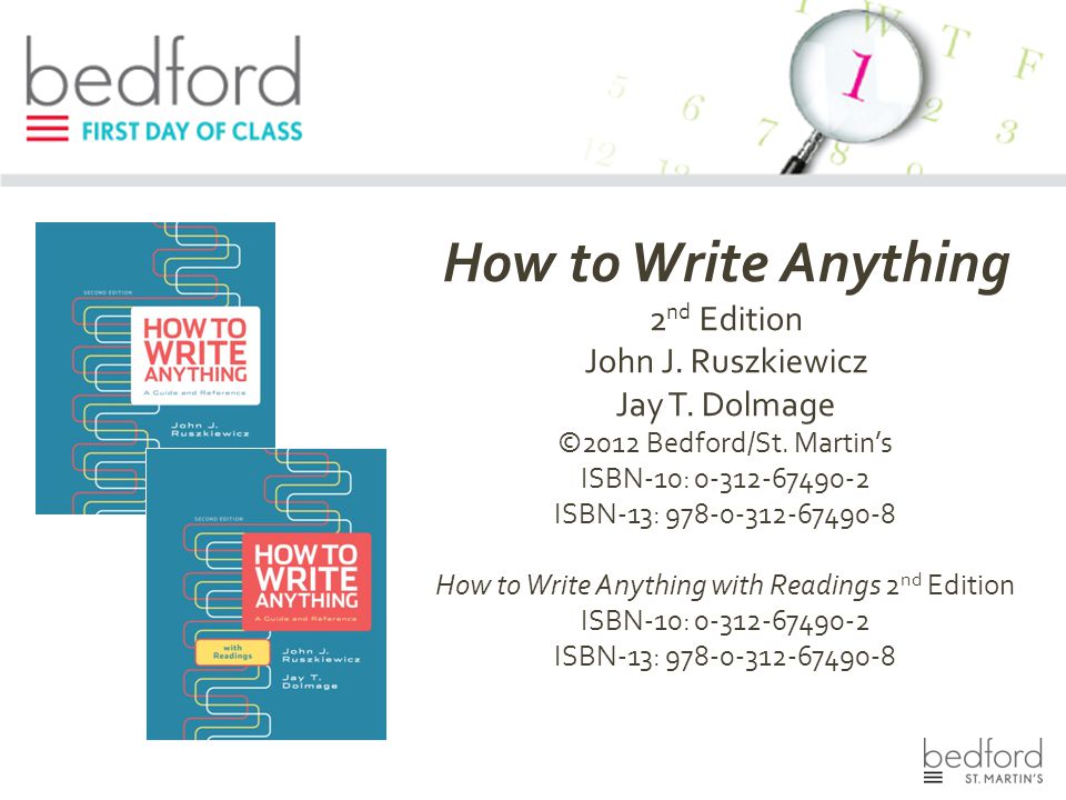 How to Write Anything 2 nd Edition John J. Ruszkiewicz Jay T.