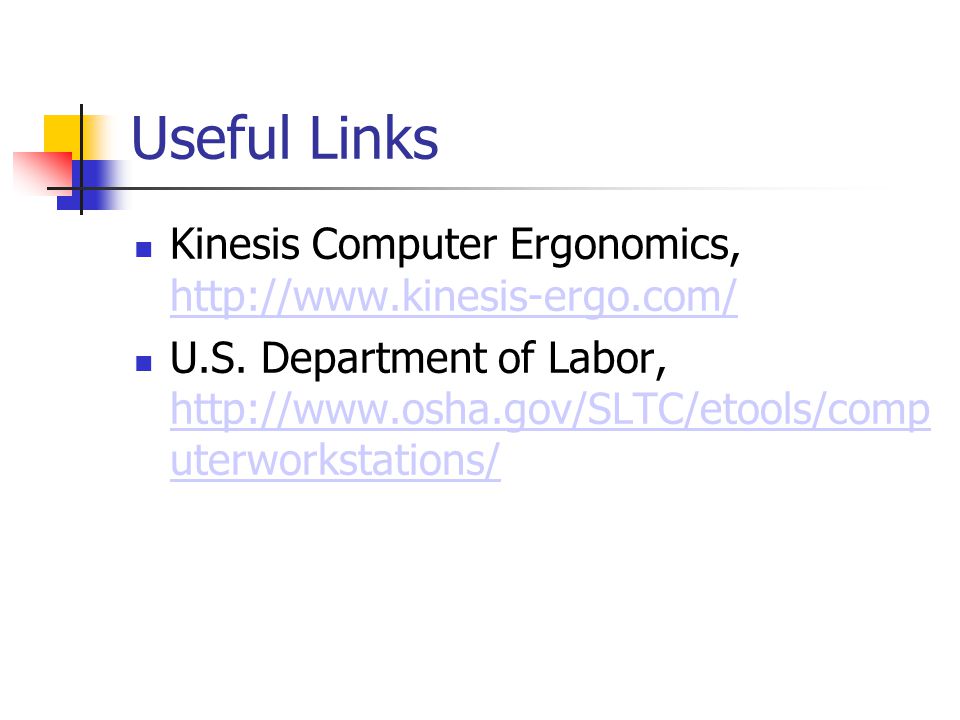 Useful Links Kinesis Computer Ergonomics,     U.S.