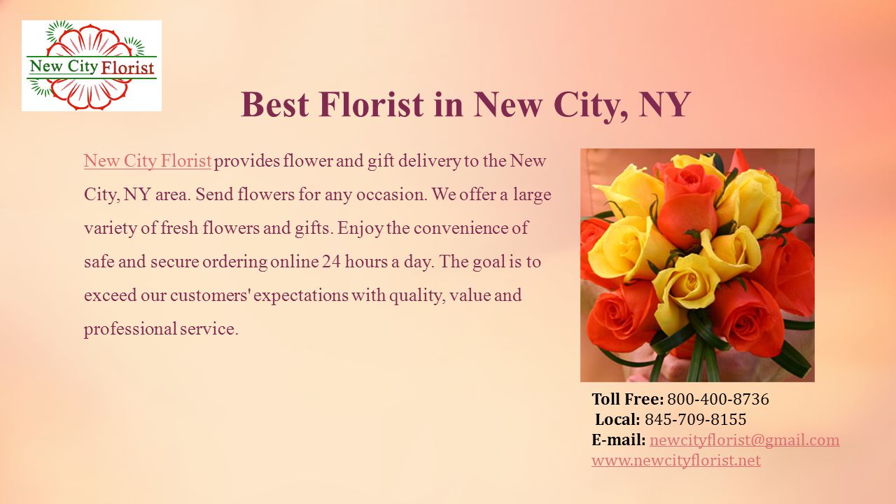 Toll Free: Local: Best Florist in New City, NY New City FloristNew City Florist provides flower and gift delivery to the New City, NY area.