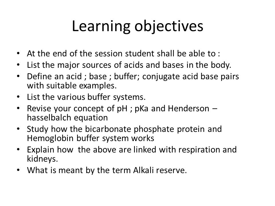 Dr Saidunnisa Professor Of Biochemistry Acids Bases Conjugate 2 Learning Objectives