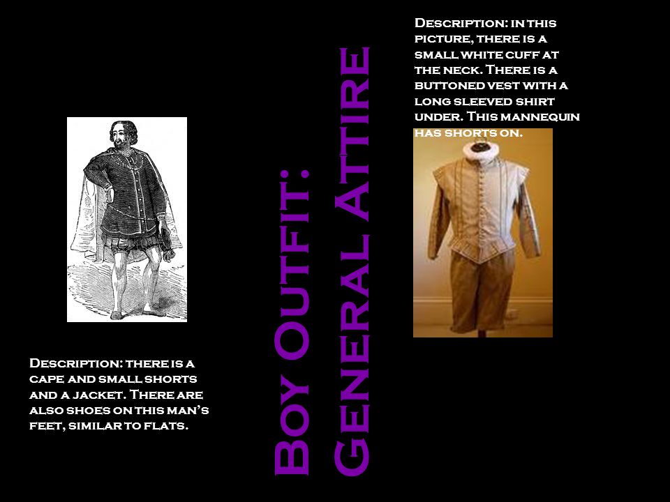 Boy Outfit: General Attire Description: there is a cape and small shorts and a jacket.
