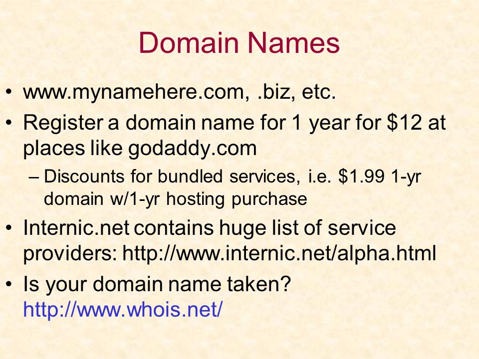 Domain Names   etc.