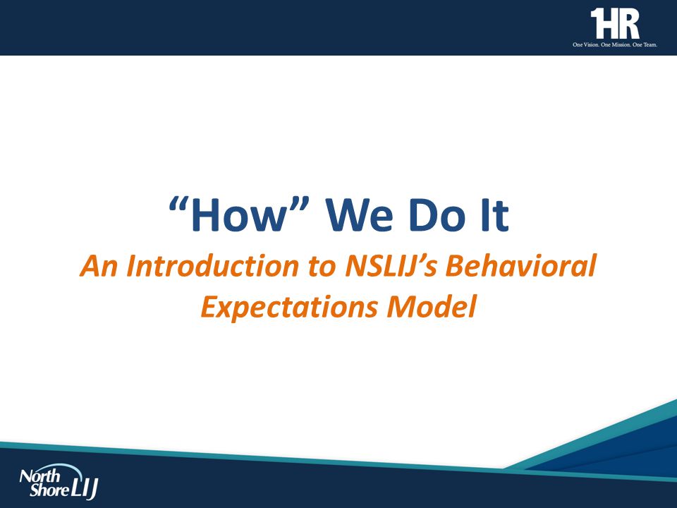 How We Do It An Introduction to NSLIJ’s Behavioral Expectations Model
