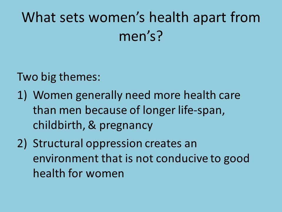 What sets women’s health apart from men’s.
