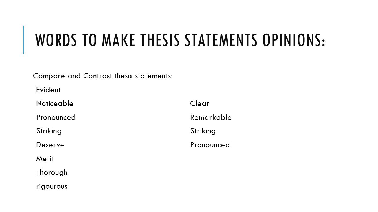 Sample comparison contrast essay thesis statements