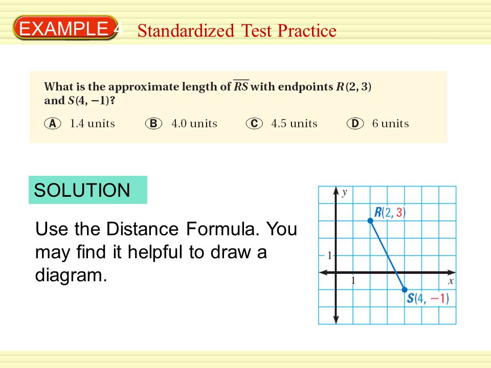EXAMPLE 4 Standardized Test Practice Use the Distance Formula.