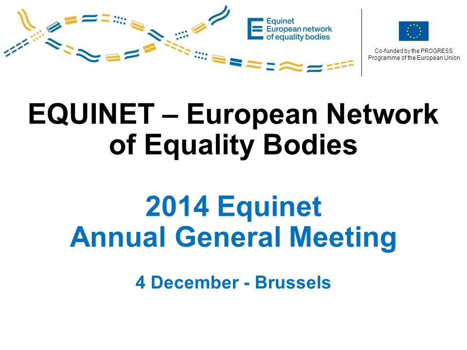 Co-funded by the PROGRESS Programme of the European Union EQUINET – European Network of Equality Bodies 2014 Equinet Annual General Meeting 4 December - Brussels