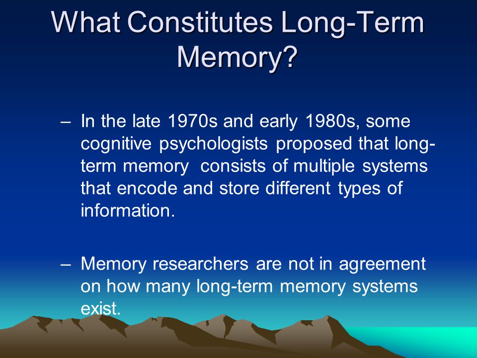 What Constitutes Long-Term Memory.