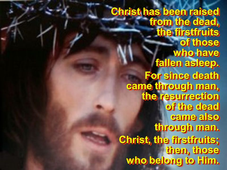 Christ has been raised from the dead, the firstfruits of those who have fallen asleep.
