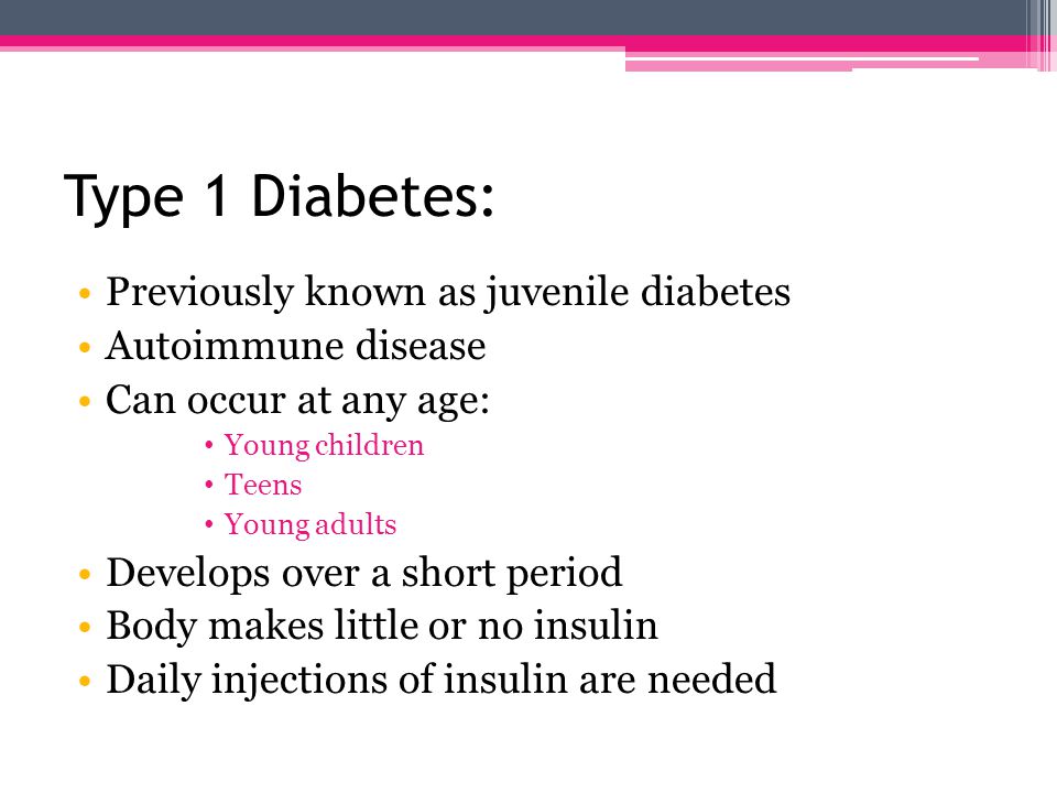 Prebiabetes Statistics: Currently 79 million people have prediabetes About 11% of people develop diabetes Type 2 may develop within 10 years 58% chance of lowering risk with: Exercise Losing 7% body weight
