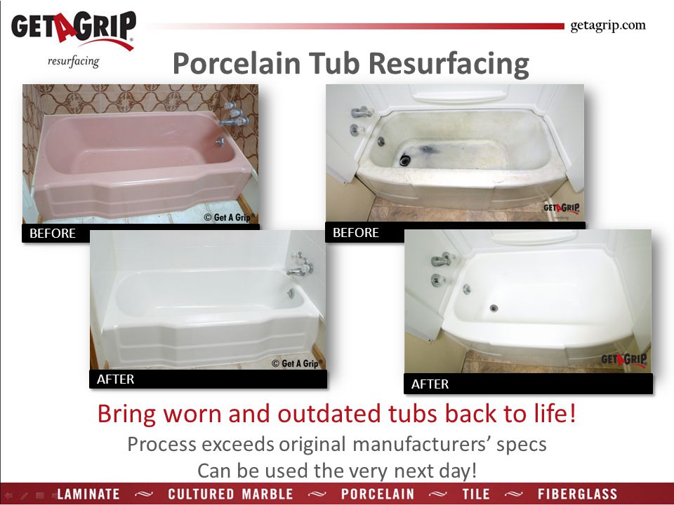 Porcelain Tub Resurfacing Bring worn and outdated tubs back to life.