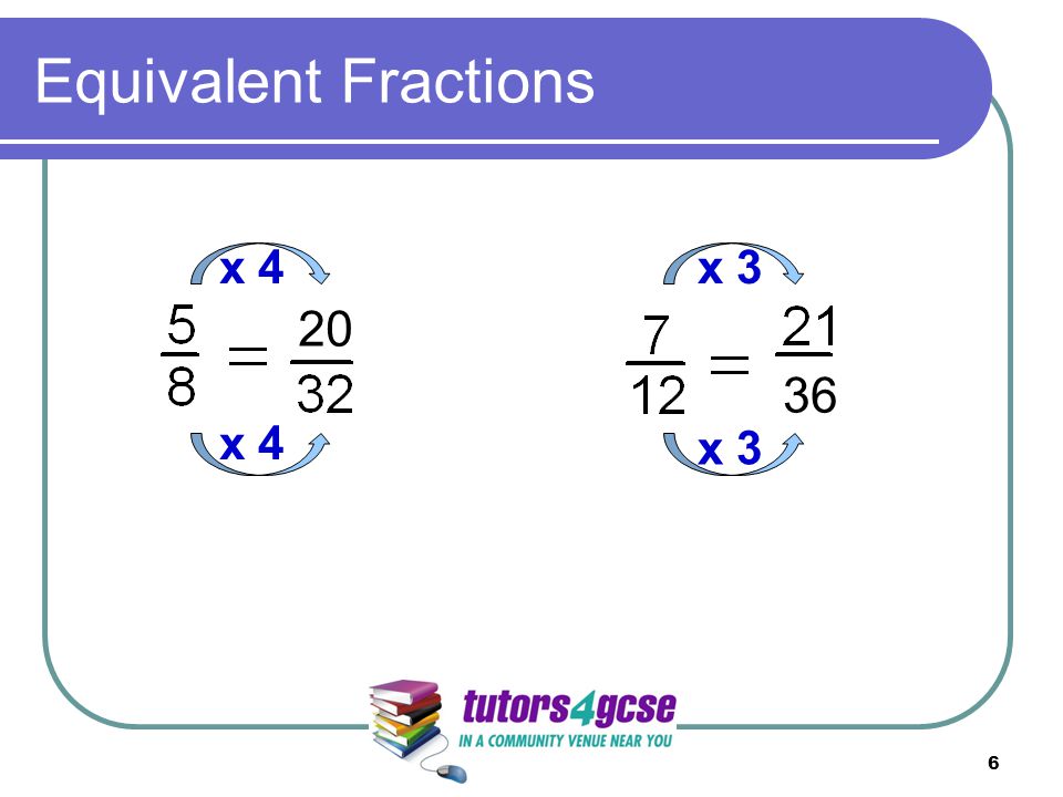 Equivalent Fractions 6 x 4 x