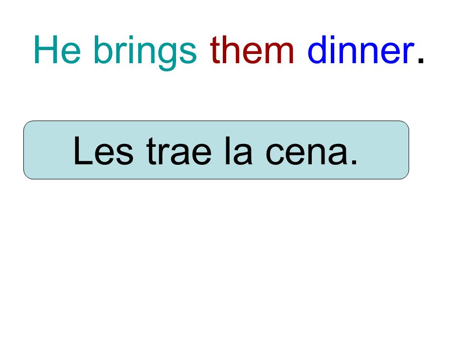 He brings them dinner. Les trae la cena.