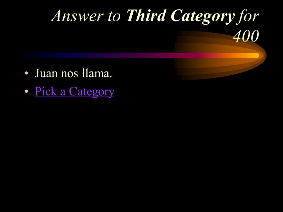Third Category for 400 How do you say, Juan calls us in Spanish