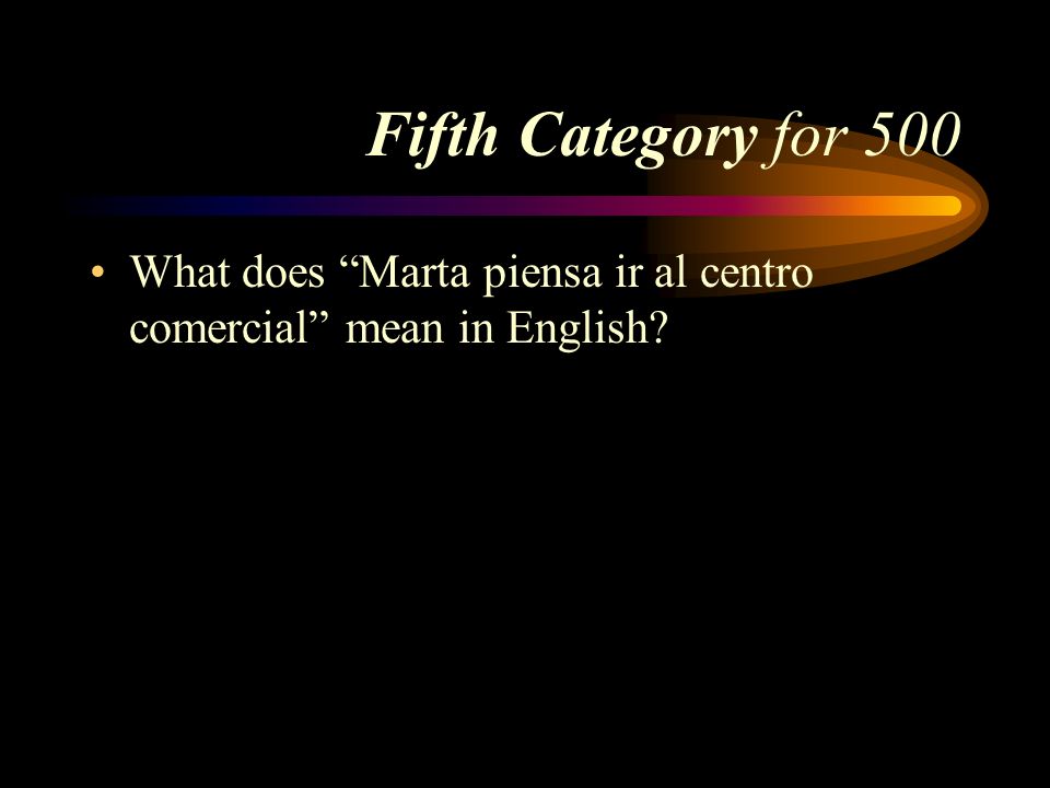 Answer to Fifth Category for 400 Entiendo el libro. Pick a Category