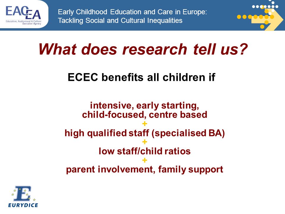 Early Childhood Education and Care in Europe: Tackling Social and Cultural Inequalities What does research tell us.