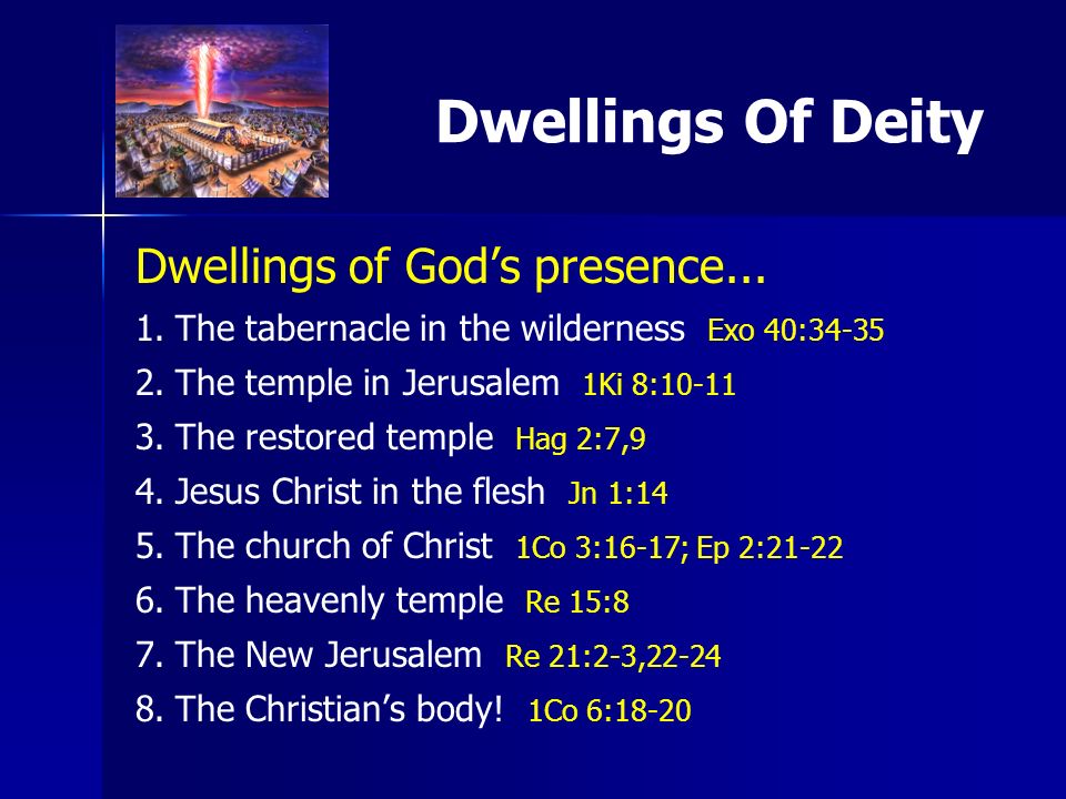 Dwellings of Gods presence The tabernacle in the wilderness Exo 40: