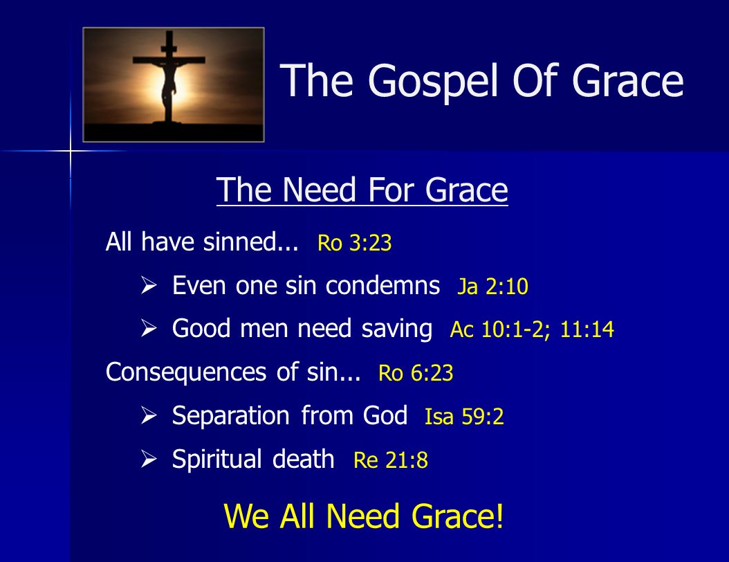 The Need For Grace All have sinned...