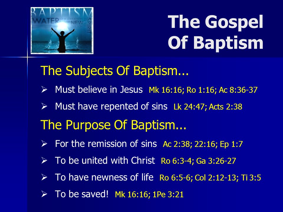 The Subjects Of Baptism...