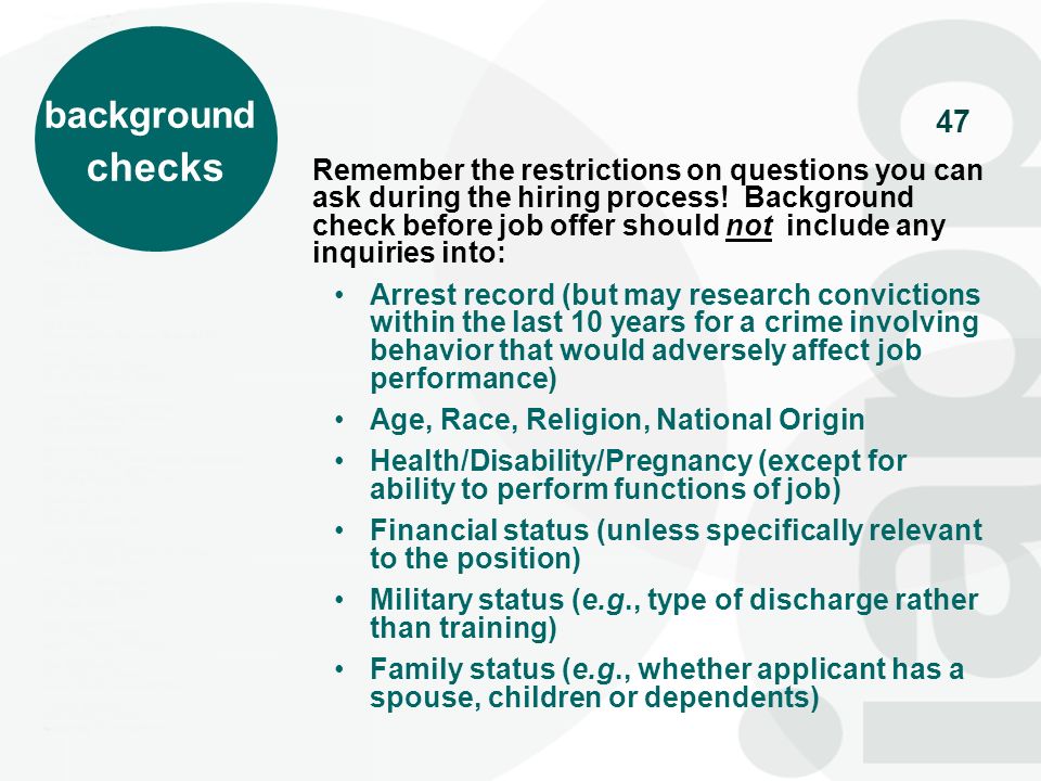 conducting background check before job offer
