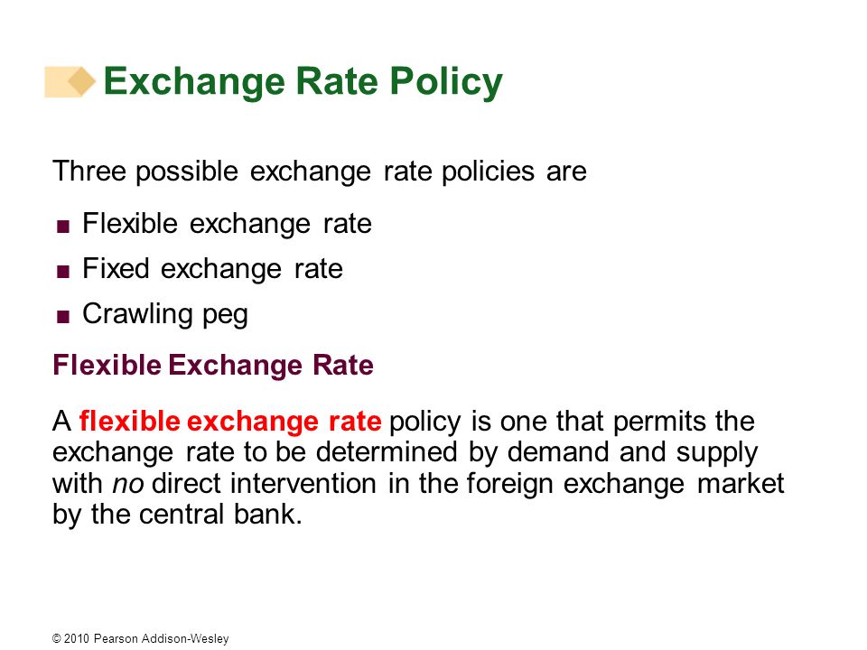 2010 Pearson Addison Wesley Currencies And Exchange Rates To 2010 Pearson Addison Wesley Exchange Rate Policy Three Possible Policies Are Flexible