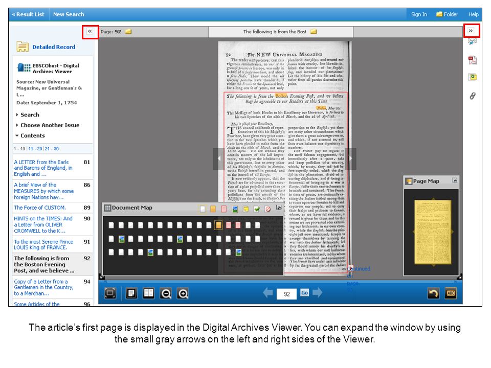 The articles first page is displayed in the Digital Archives Viewer.