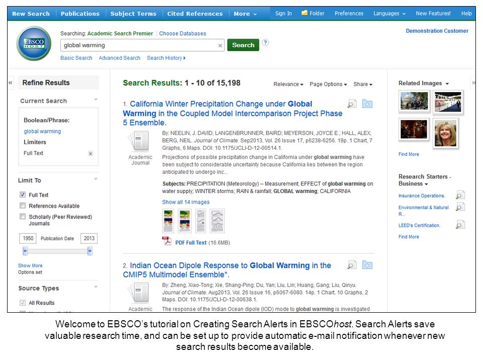 Welcome to EBSCOs tutorial on Creating Search Alerts in EBSCOhost.