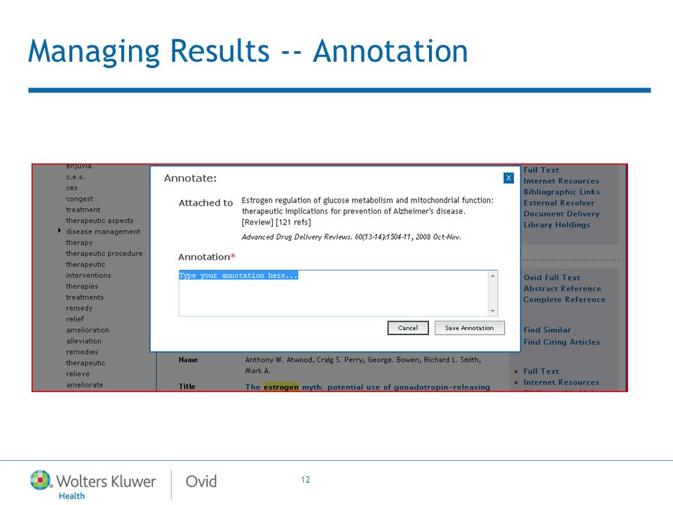 12 Managing Results -- Annotation