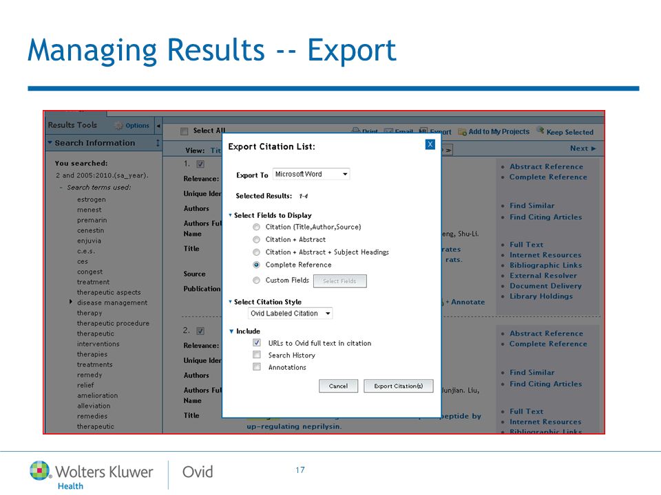 17 Managing Results -- Export
