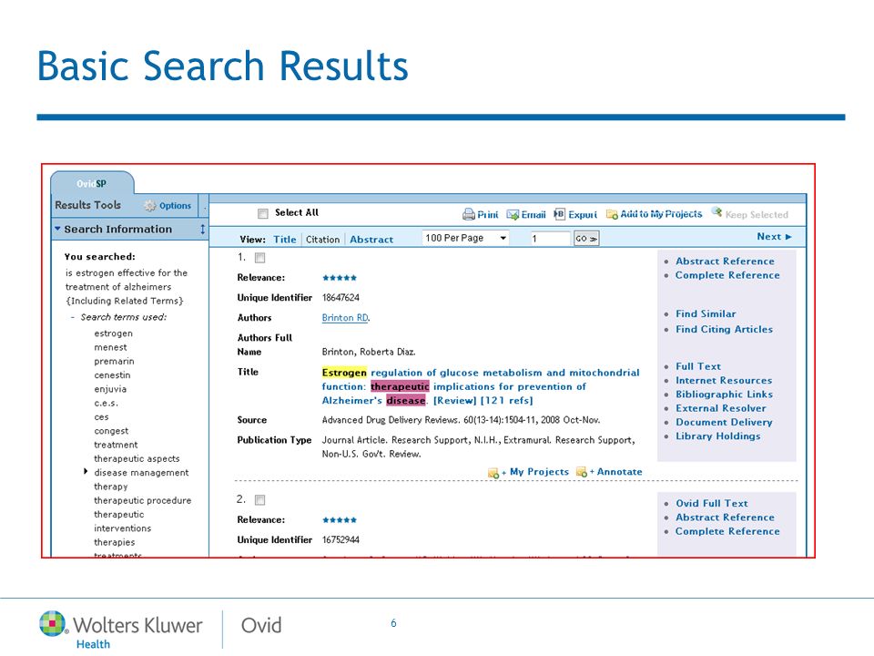 6 Basic Search Results