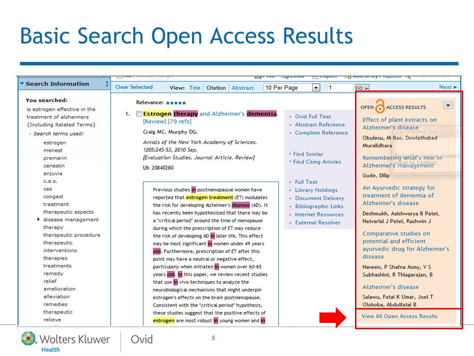 8 Basic Search Open Access Results