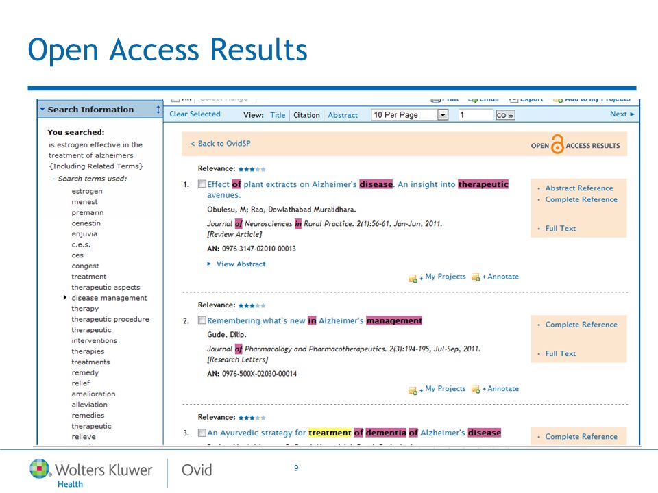 9 Open Access Results