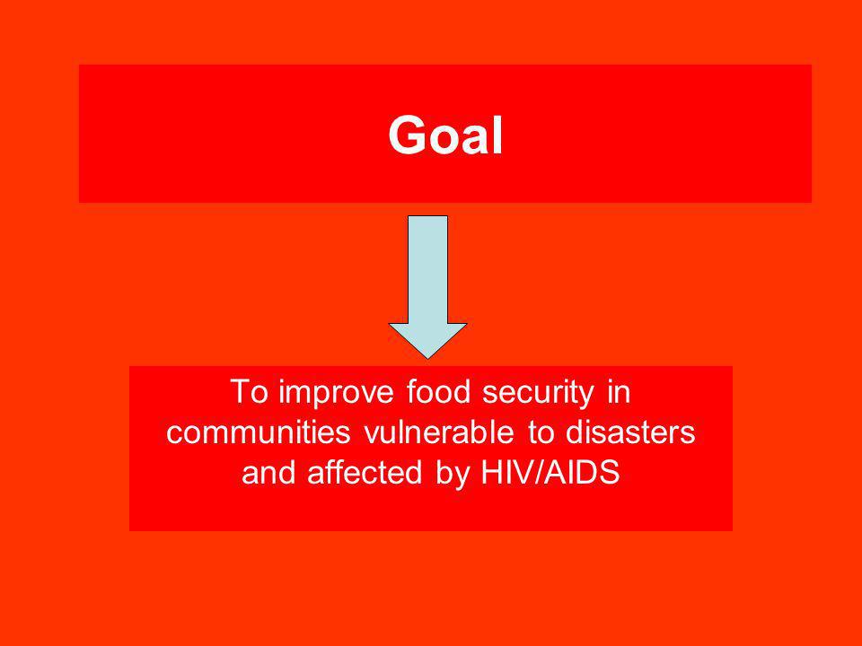 Goal To improve food security in communities vulnerable to disasters and affected by HIV/AIDS