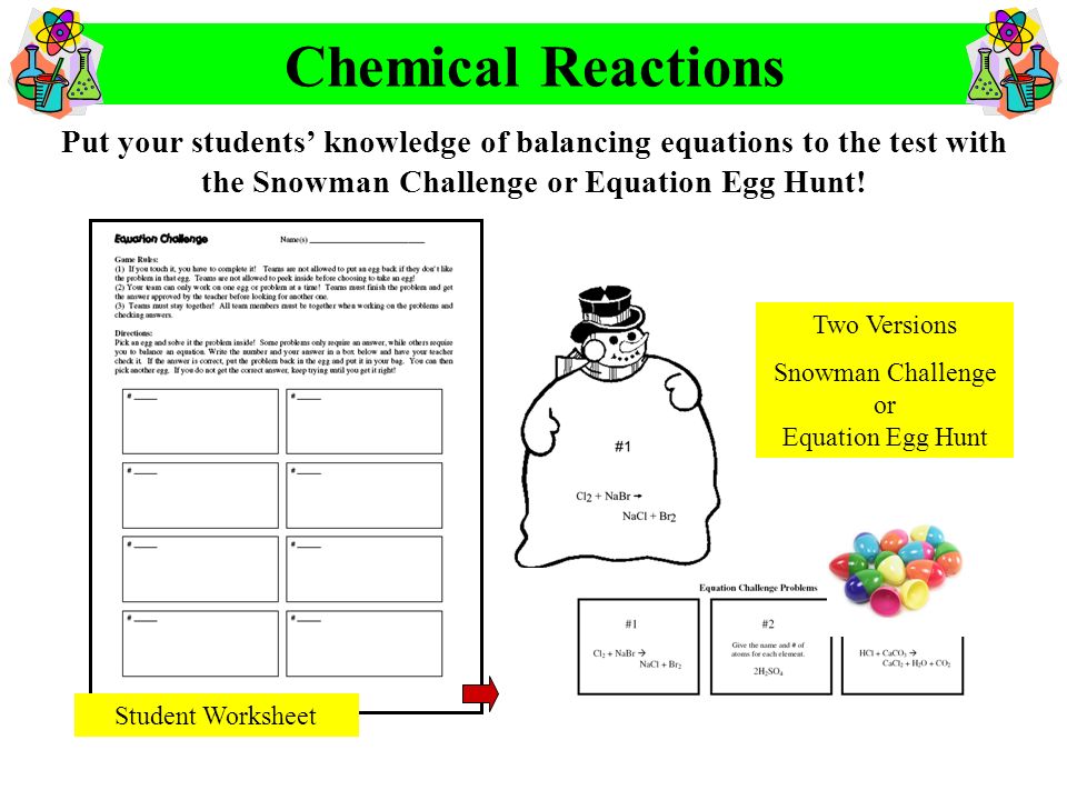 Chemical Reactions Worksheets