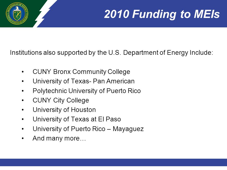 Institutions also supported by the U.S.