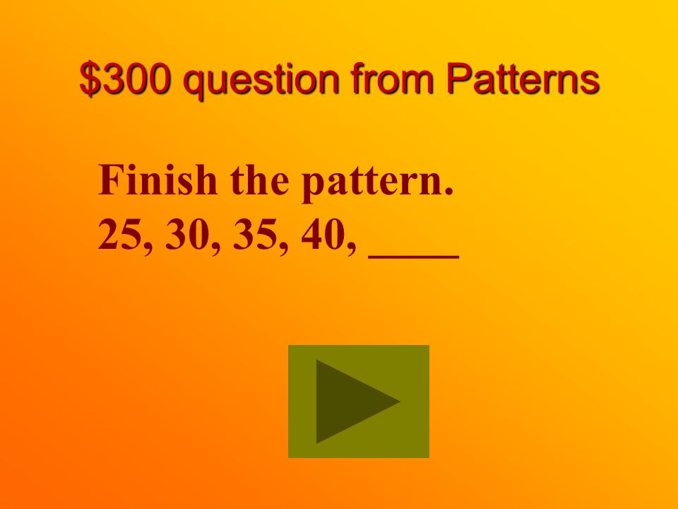 $200 answer from Patterns 50