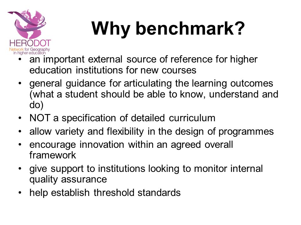 Why benchmark.