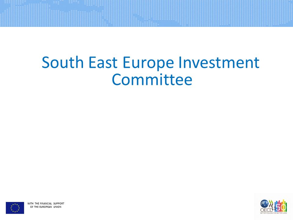WITH THE FINANCIAL SUPPORT OF THE EUROPEAN UNION South East Europe Investment Committee 11