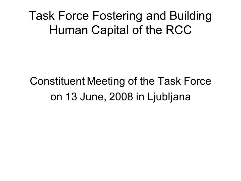 Task Force Fostering and Building Human Capital of the RCC Constituent Meeting of the Task Force on 13 June, 2008 in Ljubljana