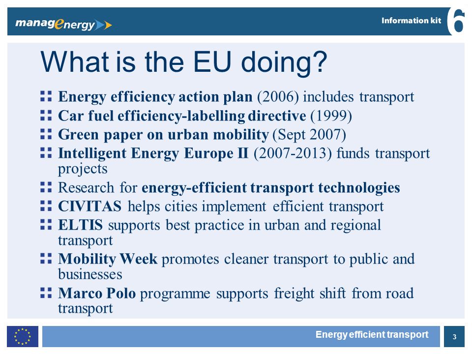 3 6 Energy efficient transport What is the EU doing.