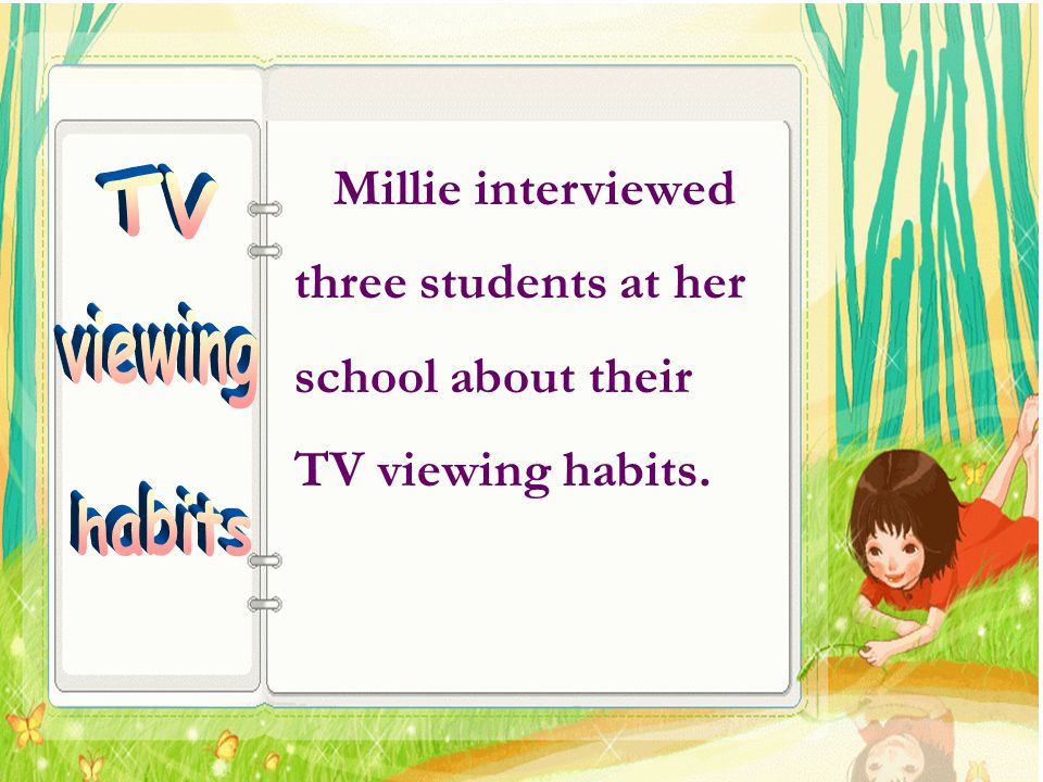 Millie interviewed three students at her school about their TV viewing habits.