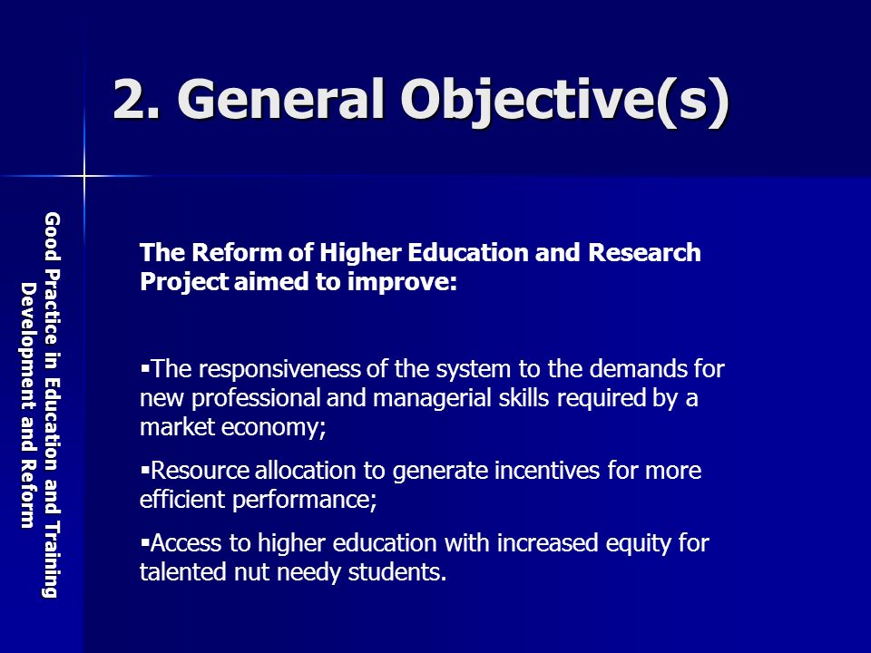 Good Practice in Education and Training Development and Reform 2.