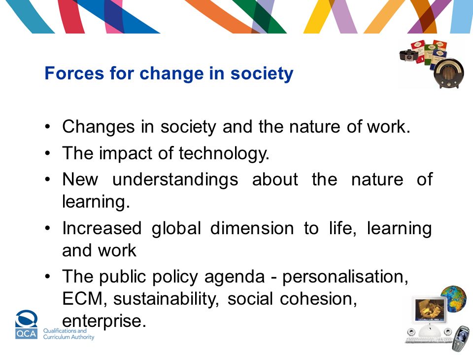 Forces for change in society Changes in society and the nature of work.