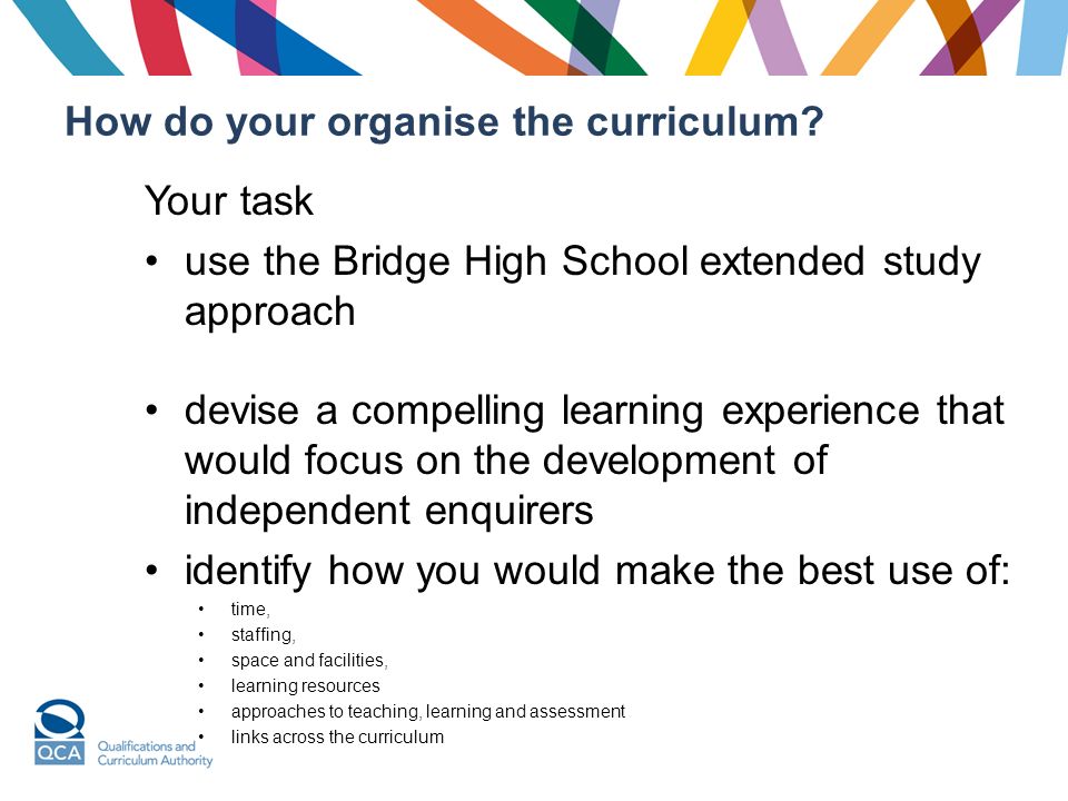 How do your organise the curriculum.