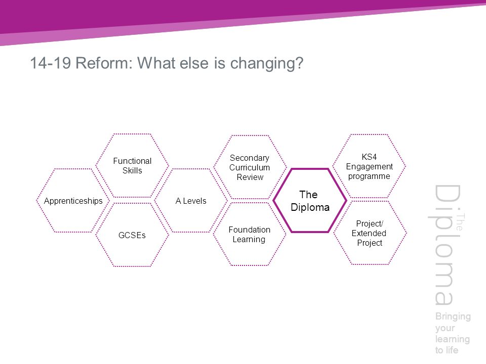 Bringing your learning to life Reform: What else is changing.