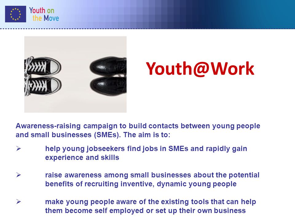 Awareness-raising campaign to build contacts between young people and small businesses (SMEs).