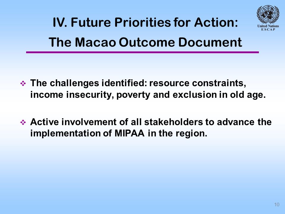 10 The challenges identified: resource constraints, income insecurity, poverty and exclusion in old age.