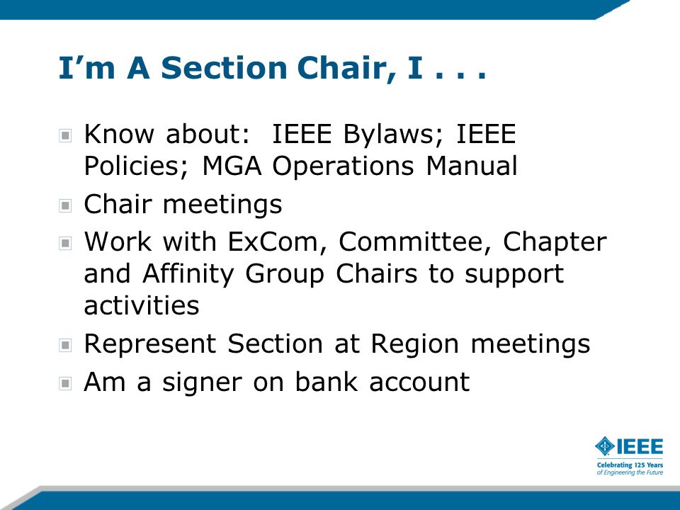 Im A Section Chair, I...