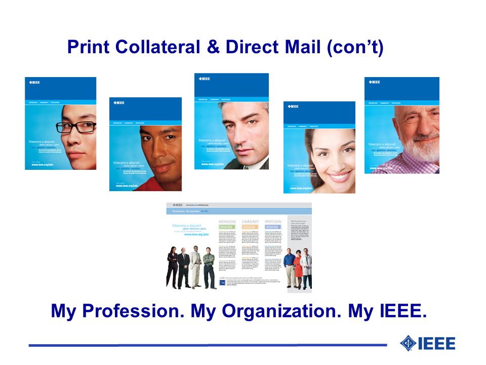 My Profession. My Organization. My IEEE. Print Collateral & Direct Mail (cont)