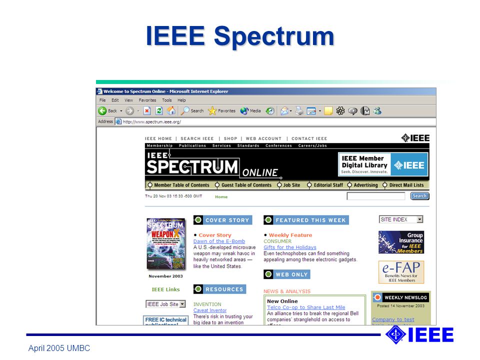 April 2005 UMBC IEEE Spectrum